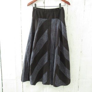 Nor Denmark Skirt 2 34 Black Blue Stripe Linen Blend Maxi Midi Lagenlook